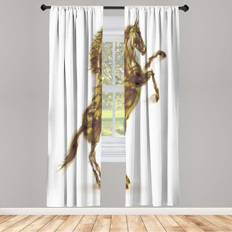 Microfiber Floral Semi-Sheer Rod Pocket Curtain Panels, 28" W x 63" L, Dark Orange/White