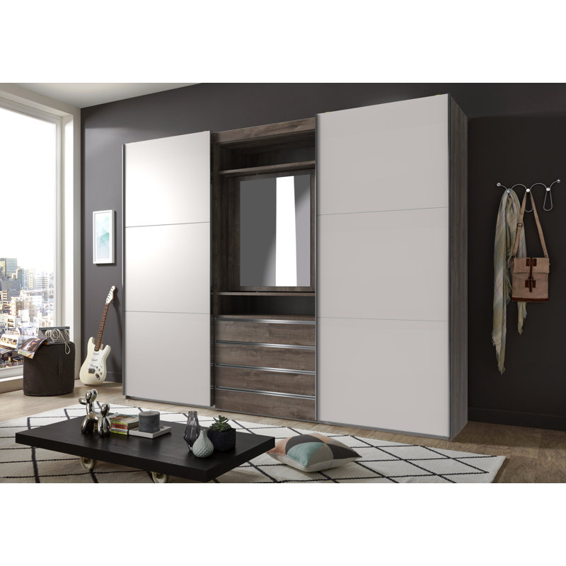 Branchburg 2 Door Manufactured Wood Wardrobe, White/Grey