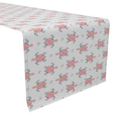 Fabric Textile Products, Inc. Table Runner, 100% Cotton, 16X72", Pink Sea Turtles Design
