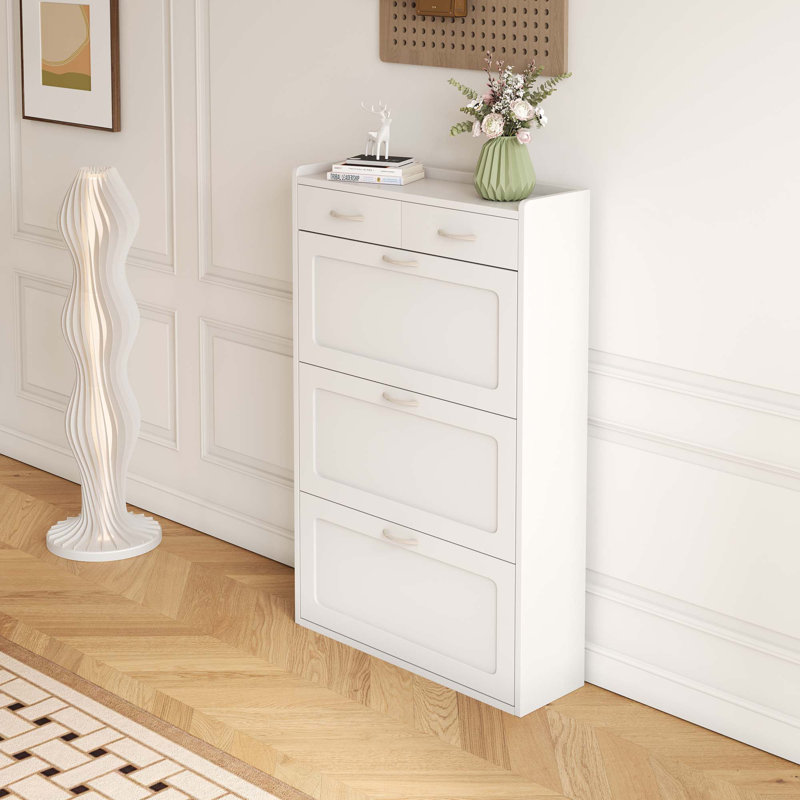 30 Pair Shoe Storage Cabinet, White 1