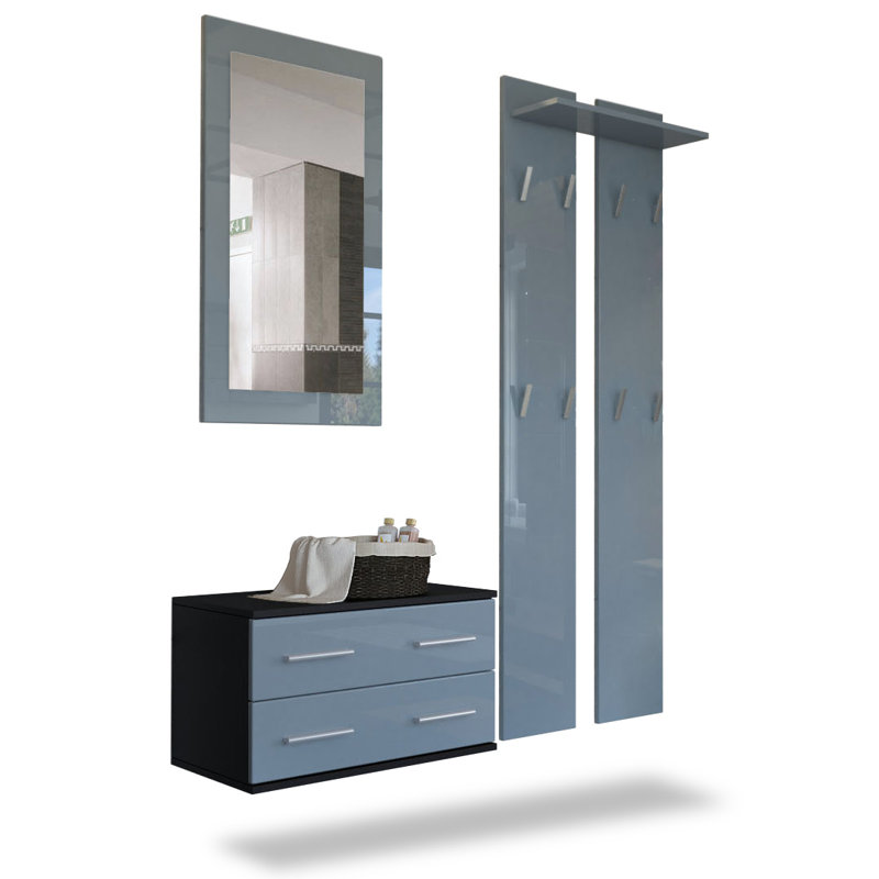 Janney Hall Tree, Glossy Grey/Matt Black