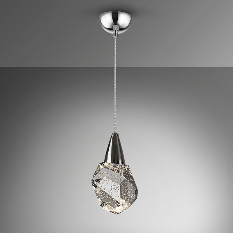Abbotsen 1 - Light LED Crystal;Single Pendant, Chrome