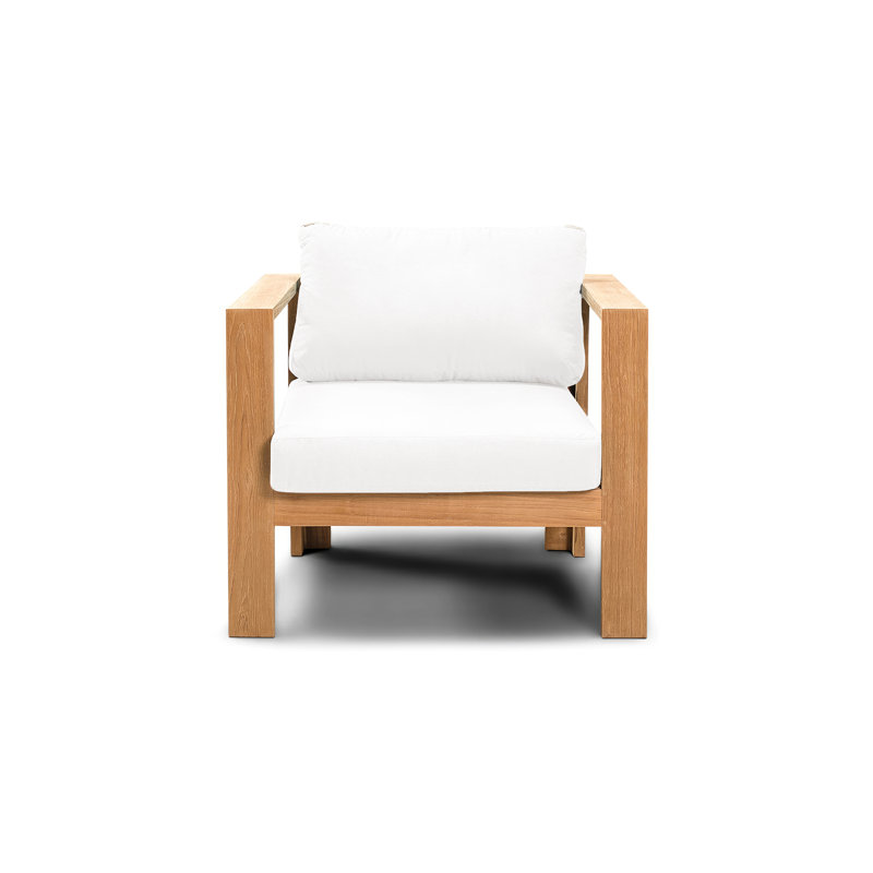 Ando 4 Piece Teak Sofa Seating Group with Sunbrella Cushions, Canvas Natural Sunbrella® Canvas