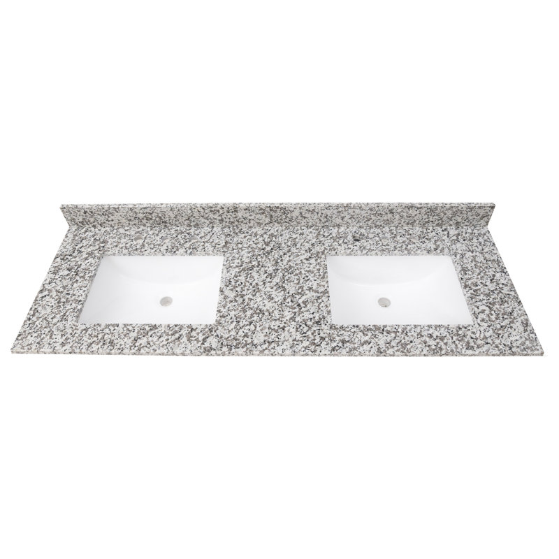 61 in. Gray Granite Bathroom Vanity Top with White Undermount Sink