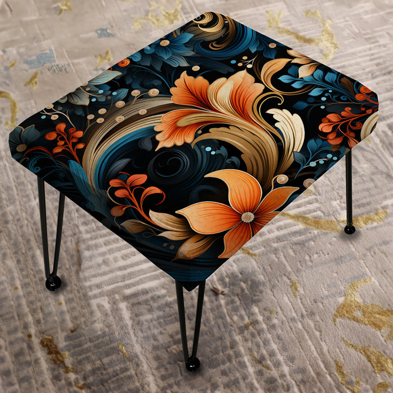 Orange Rustic Paisley Radiant Gardens - Striped Rectangle Ottoman