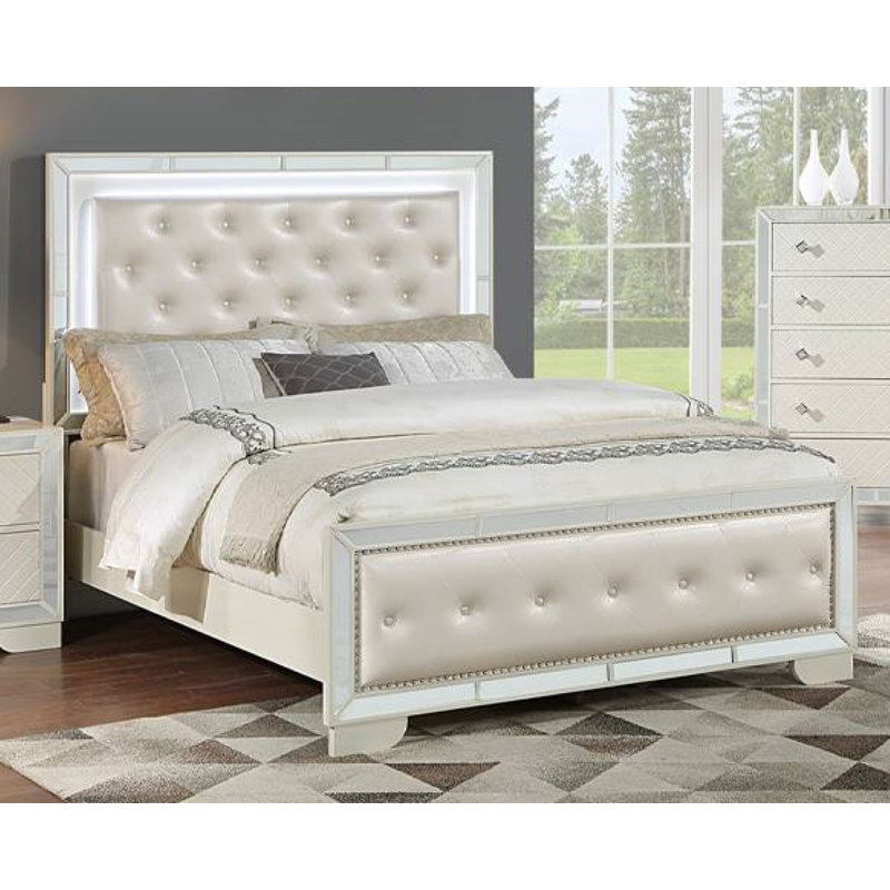 Monna Vegan Leather Standard Bed, Queen, Cream