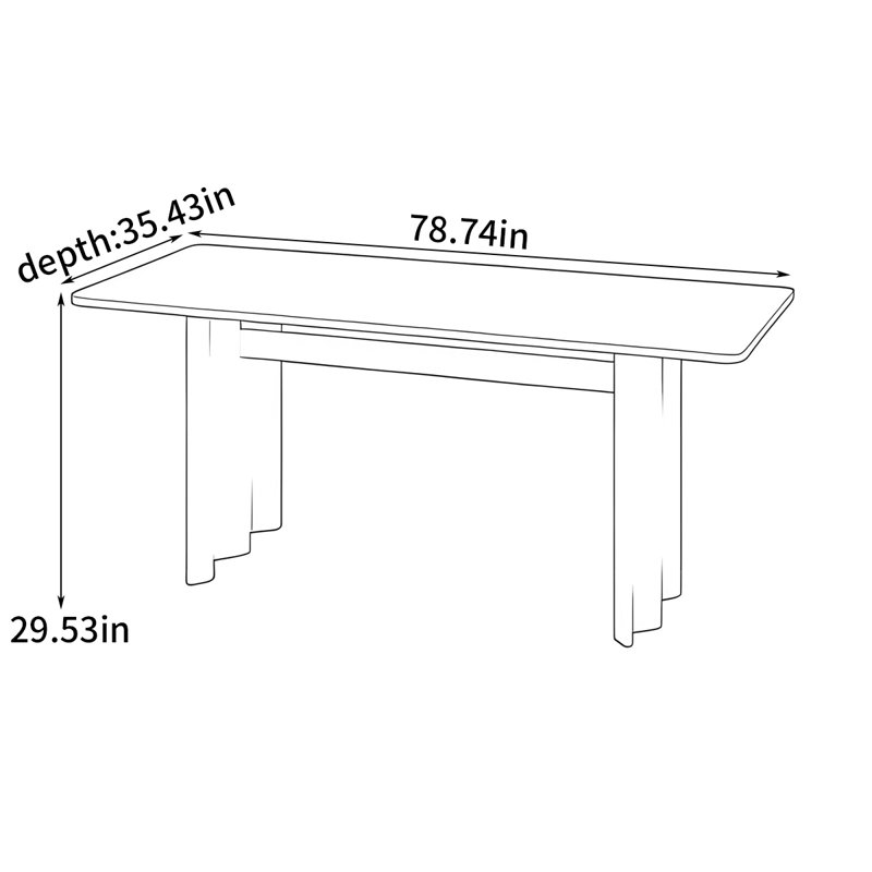 Table de salle à manger moderne et minimaliste, H 29,53 po x L 78,74 po x l 35,43 po
