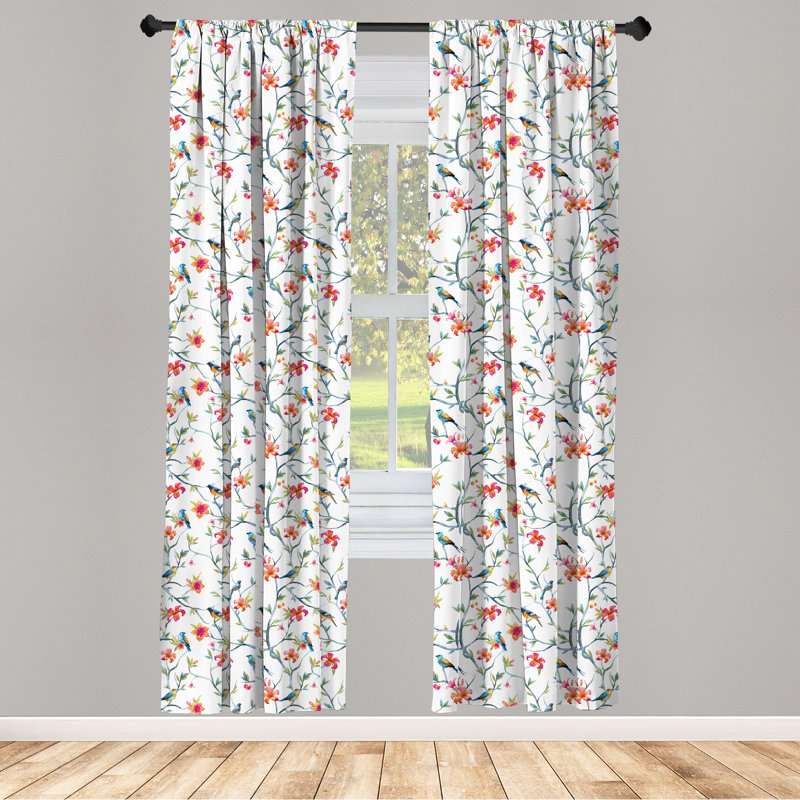 Watercolor Semi-Sheer Rod Pocket Curtain Panels, 28" x 84"
