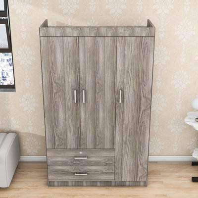 Borkovice Wooden 3-Door Armoire with 2 Drawers and Shelves by Latitude Run