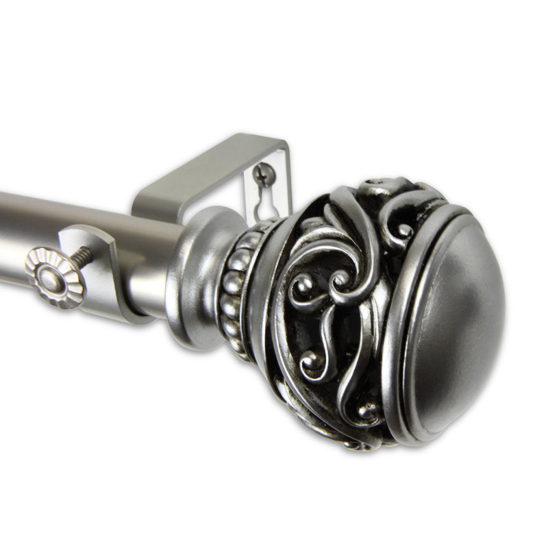 Tringle à rideaux simple Tackett, 120 à 170 po, Nickel satiné