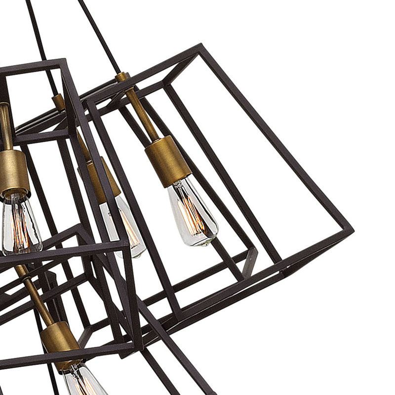 Bronze 7-Light Cage Pendant with Vintage Industrial Style