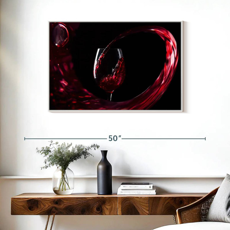 Vin rouge coulant, Cadre flottant blanc, 37 po x 25 po