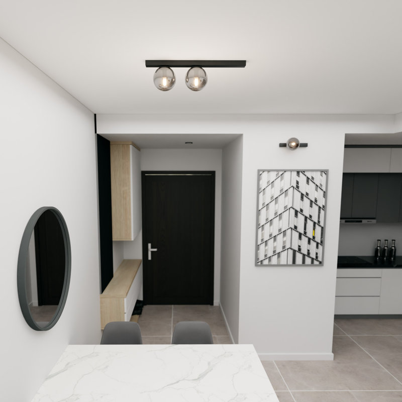 Glass Flush Mount, Graphite, 22cm H x 36cm W x 10cm D