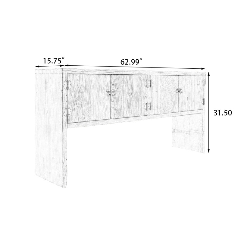 62.99" Brown Rectangular Solid Wood Console Table