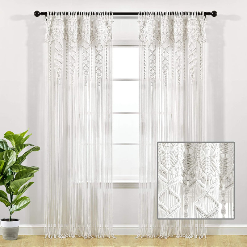 Cotton Semi Sheer Single Curtain Panel, White