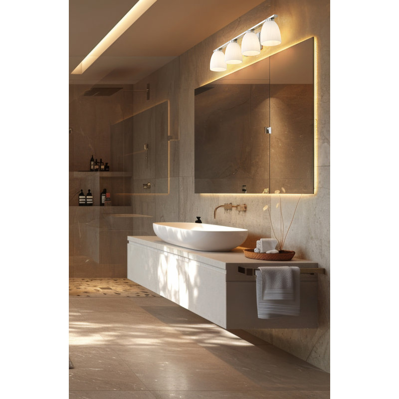 Mateo Modern Vanity, 6.5" H x 32" W x 6.5" D, Brushed Nickel, 4 Lights