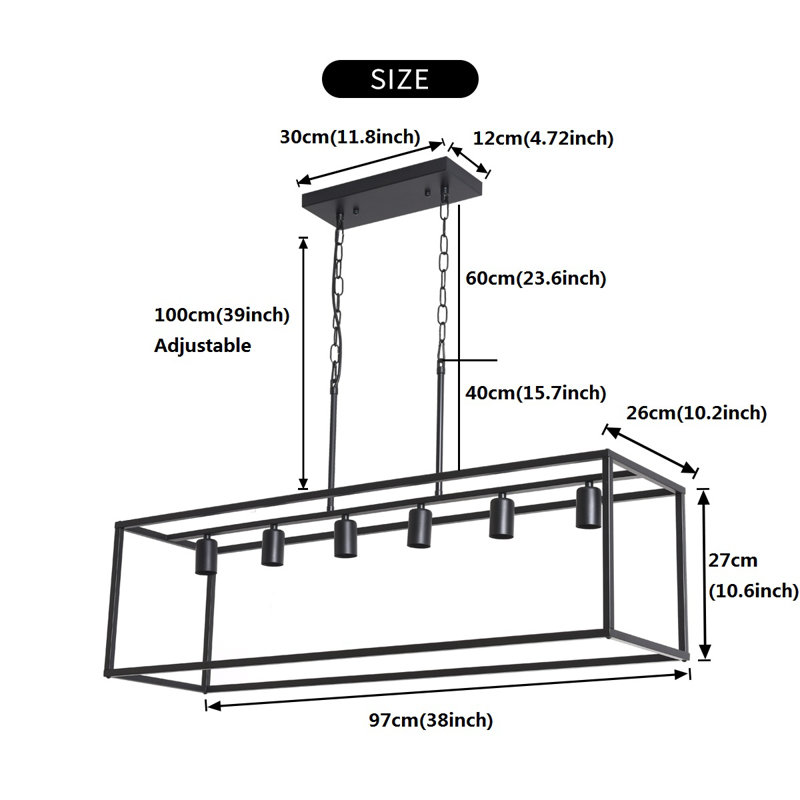 Billal 6 - Light Black Kitchen Island Pendant