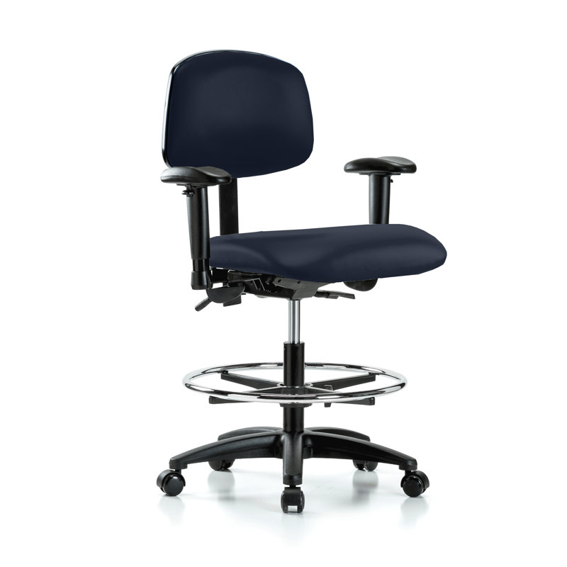 PERCH Multi-Task Office Chair with Adjustable Armrests and Foot Ring | High Bench Height 24-33.5", Imperial Fabric