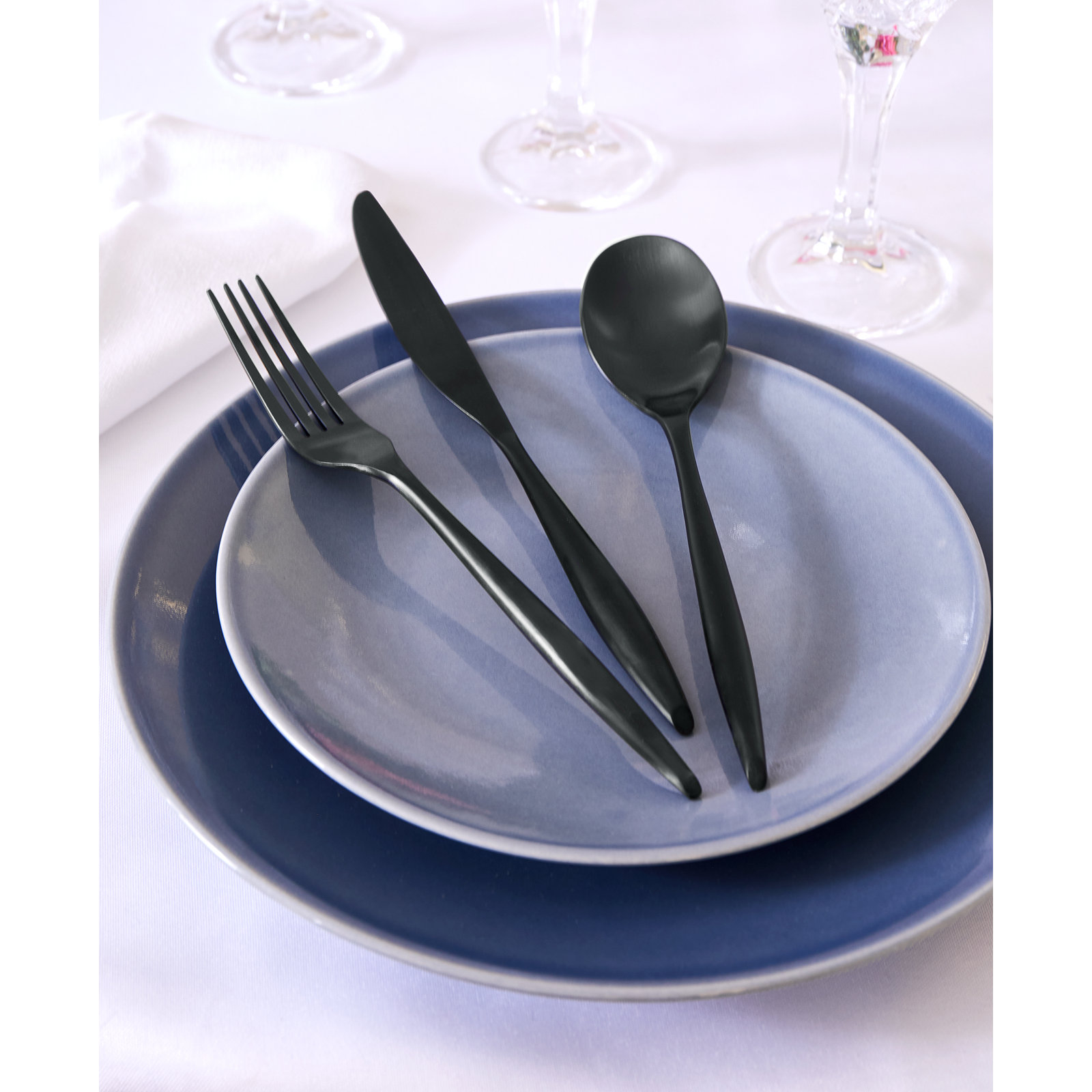 Milano Flatware Set - Service for 4, Matte Black