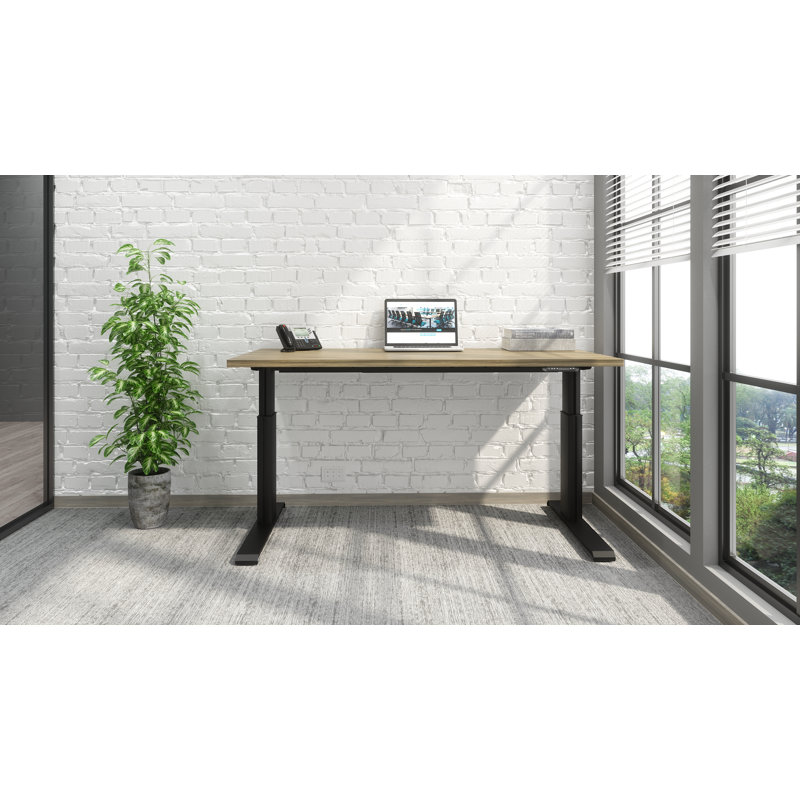 Bureau debout à hauteur ajustable électrique Wildermuth, H 51 po x l 48 po x P 24 po, Stromboli / noir