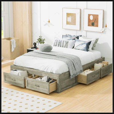 Full Size Platform Bed With 6 Storage Drawers, Perfect For Organized And Stylish Bedrooms