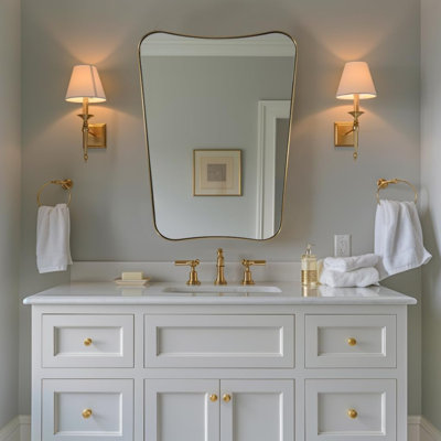 Miroir de salle de bain Contemporary Cadre en acier inoxydable