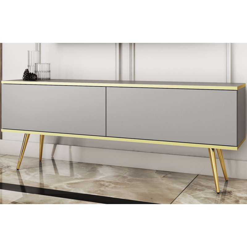 Gerken Unfinished TV Stand for TVs up to 60", Grey/Gold