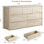 Commode 7 poignées 7 tiroirs, armoire de rangement large en bois