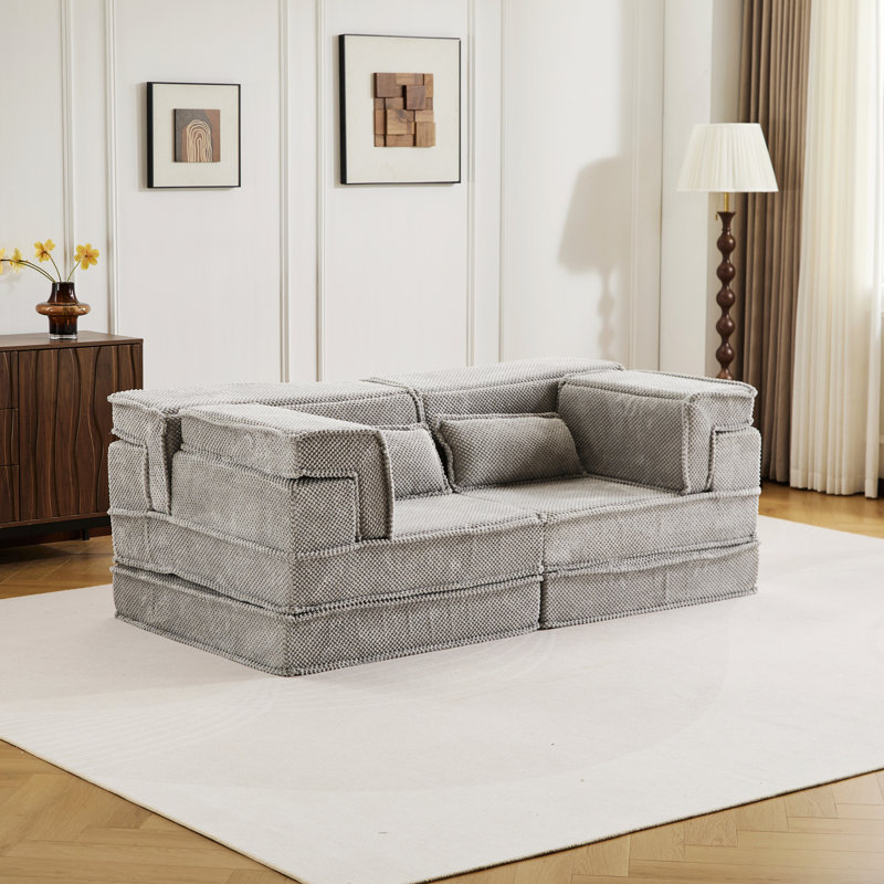 Canapé-lit convertible au sol, canapé modulaire modulaire, Gris clair