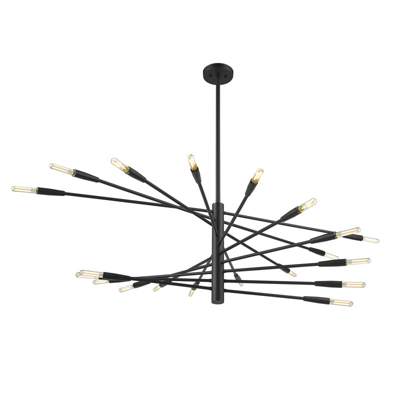 Lustre étagé unique à 20 lumières Stapleford, Noir mat