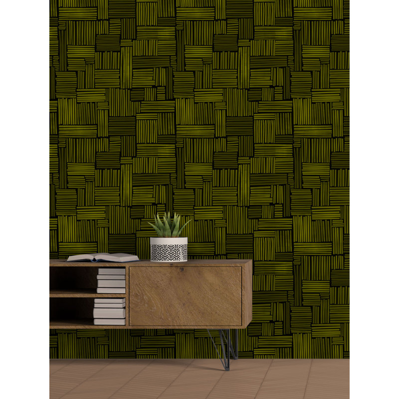 Geometric Wallpaper by Susan Hable, Neon/Black