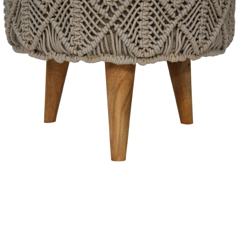 Feldspar 40cm Wide Round No Pattern Footstool Ottoman, Grey