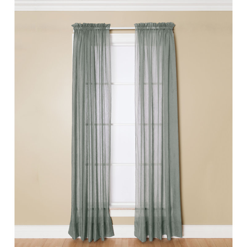 Canizales 100% Polyester Sheer Crushed Voile Solid Color Curtain Panel with Rod Pocket Top, 52" W x 108" L, Light Blue