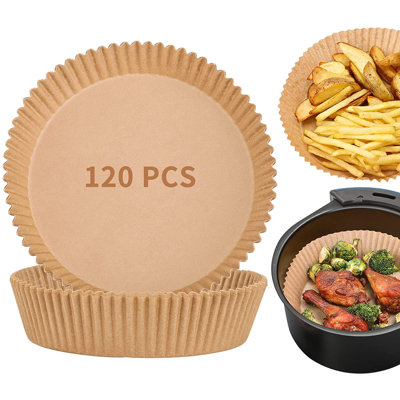 6.5In 120PCS Air Fryer Disposable Paper Liner,Nonstick Disposable Air Fryer Liners, Baking Paper For Air Fryer Oil-Proof, Water-Proof, Food Grade Parchment