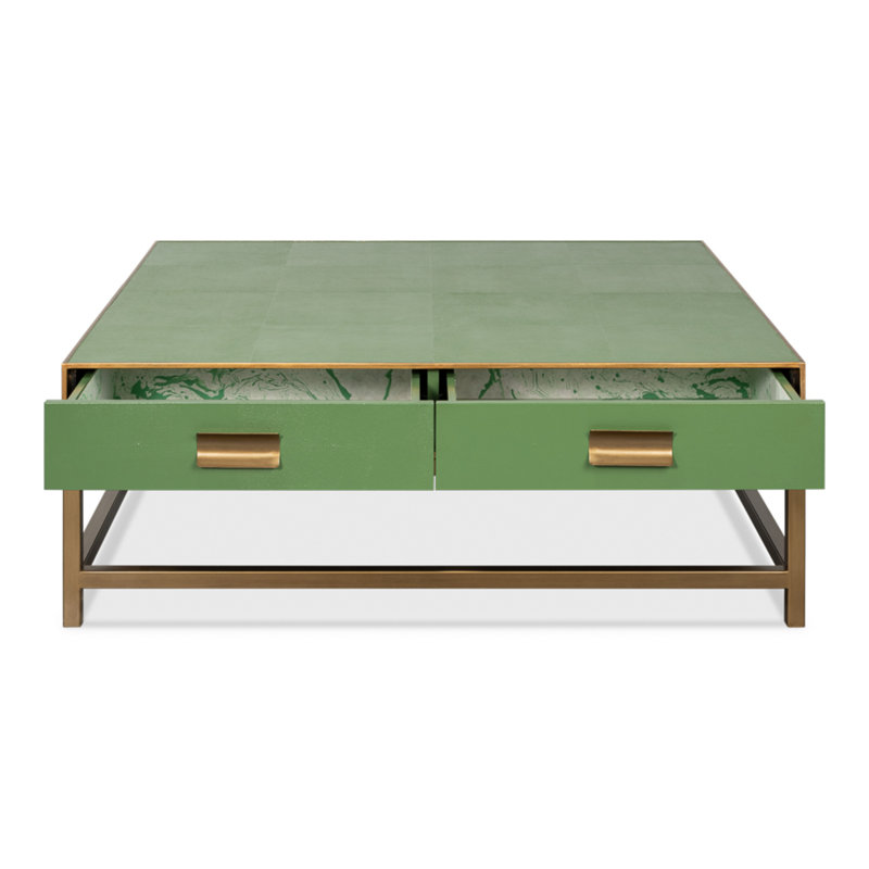 Gideon Green and Gold Square Wood Coffee Table
