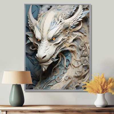 Epic Blue And Grey Dragon Odyssey I - Dragons Framed Prints