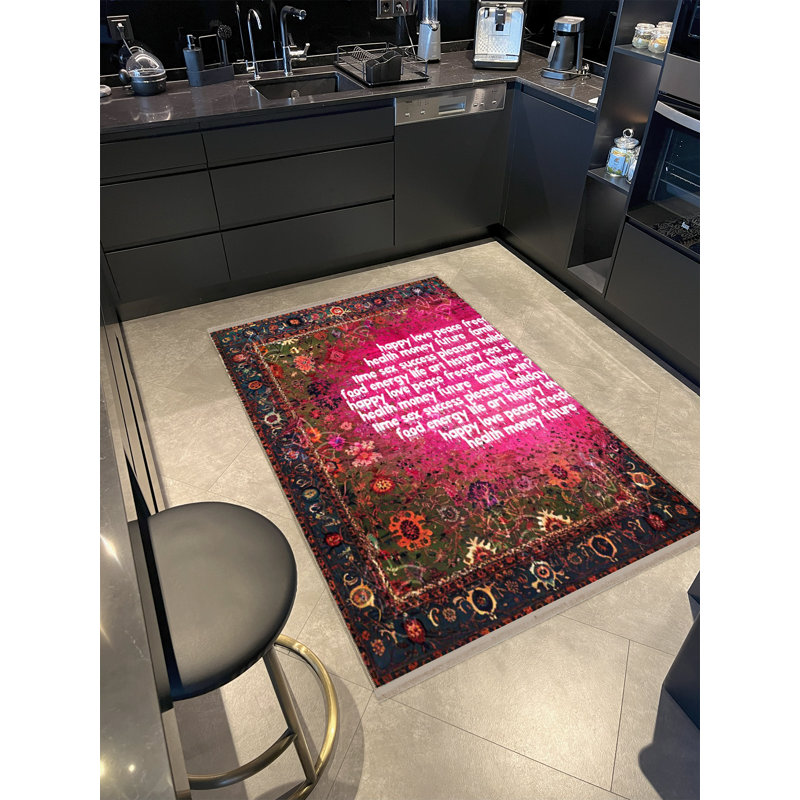 Tapis décoratif moderne à motif floral, Rectangle 4 pi 11,06 po x 7 pi 6,55 po