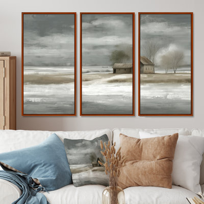 Ensemble de salon blanc et gris en campagne d'hiver