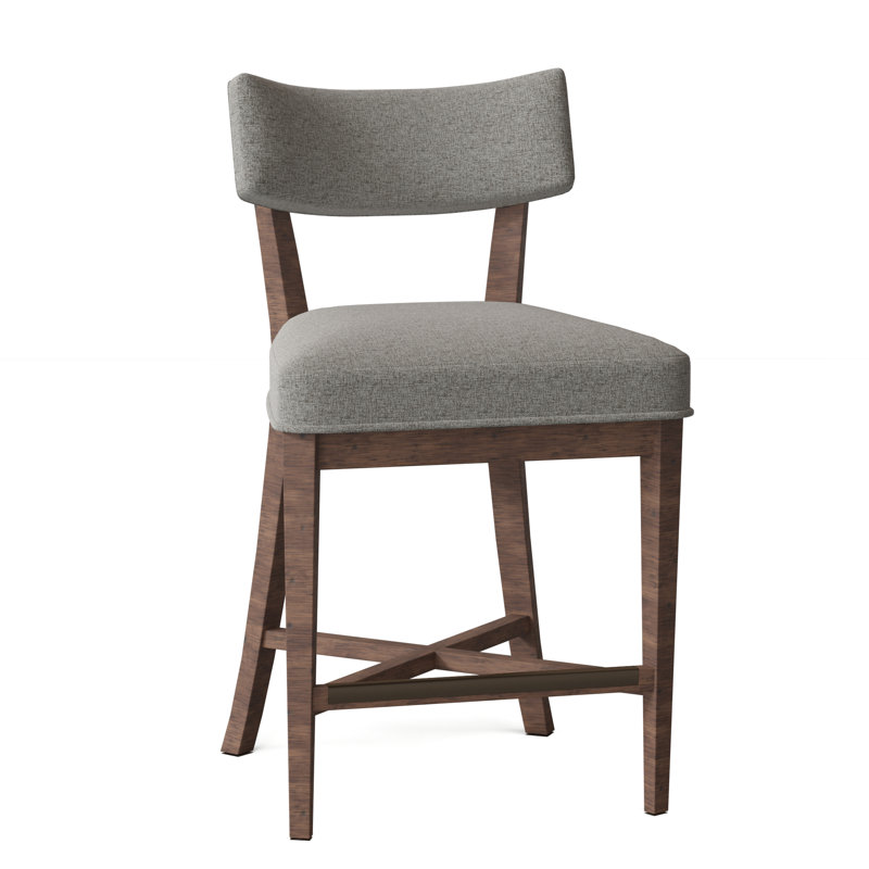 Juliet Upholstered Stool with Solid Wood Frame, Linen (3152 72), Walnut, Counter Stool (25.5" Seat Height)