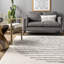 Tapis rayé ivoire en laine tissé à la main et lavable à la main-220746191