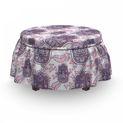 Ensemble de housse pour repose-pieds à coussins carrés 2 pièces hamsa leaves