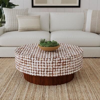 Abbie Round Coconut Shell Pedestal Coffee Table