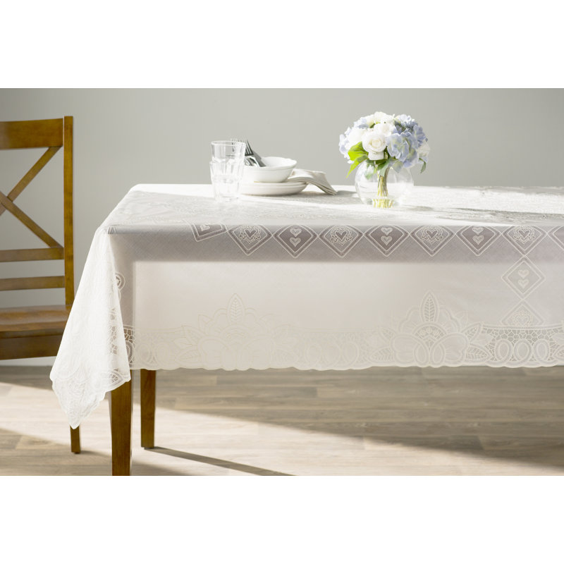Epine Floral Tablecloth, 72" L x 54" W, White