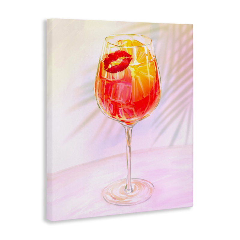 Toile de cocktail estivale avec des lèvres, design par Ziwei Li, H 40 po x l 30 po