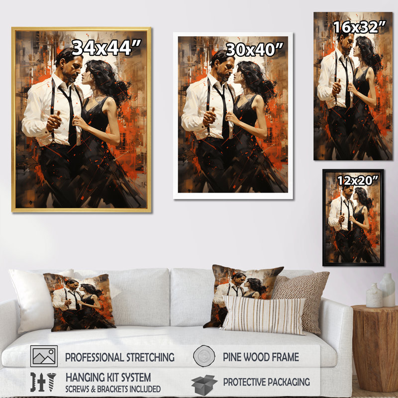 Tango Dance Elegance, reproduction sur toile encadrée, Toile tendue, H 40 po x l 30 po x P 1,5 po