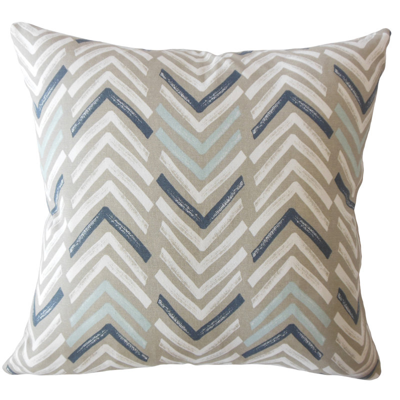 Barend Geometric Cotton Reversible Throw Pillow, 18" x 18", Driftwood