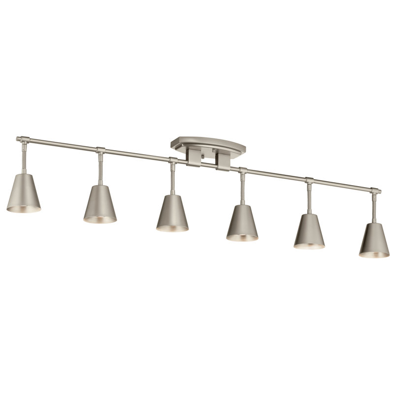 Rail d'éclairage Ruby-Grace 6Lt, Nickel satiné