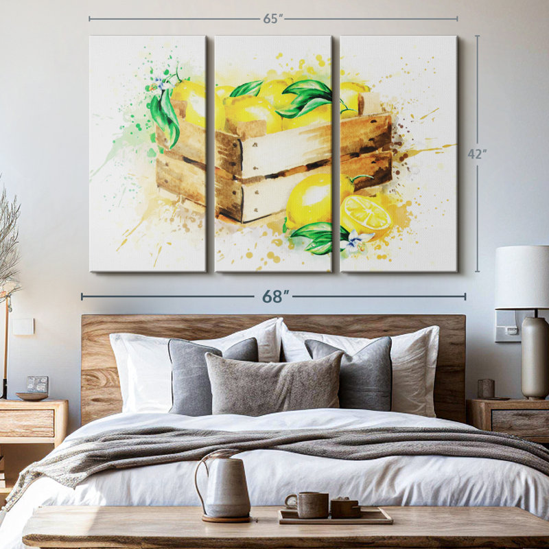 «Lemon Harvest Splash», 3 pièces, H 42 po x l 65 po x P 1,25 po