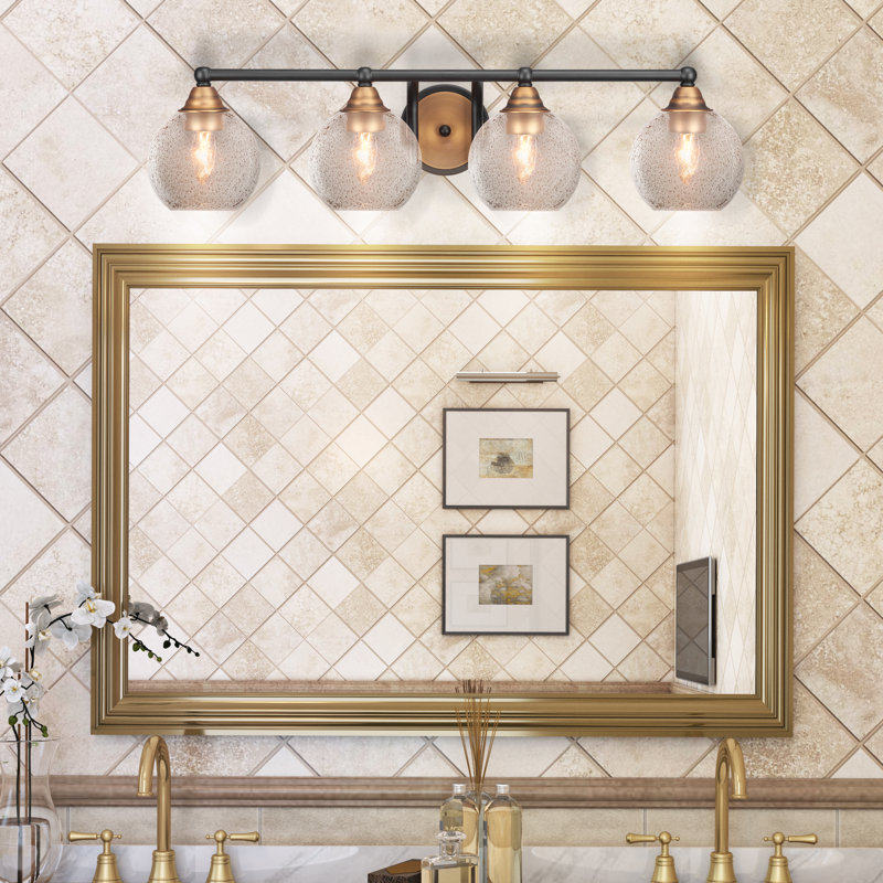 Michell 4-Light Bath Bar, Matte Black/Brushed Gold