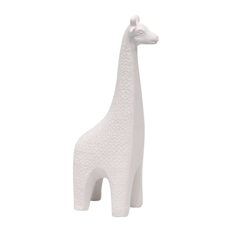 Clay Giraffe 12-Inch Loopy Pattern in Ivory, Charming Figurine - 5" x 4" x 12"